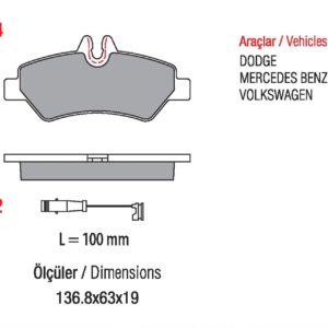 MERCEDES BENZ-Sprinter II (3.5 TON), VW Crafter, ARKA (Kablolu) (WVA :29190)